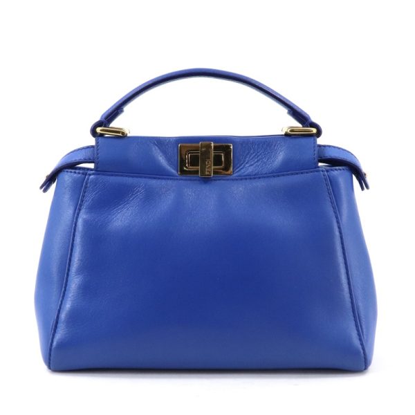 2 Fendi Peekaboo Small Nappa Leather Shoulder Bag Blue