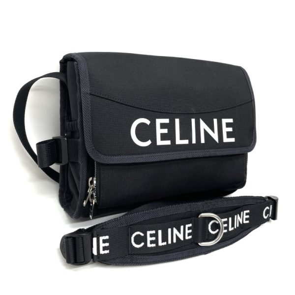 2 Celine Trekking Messenger Nylon Shoulder Bag Black