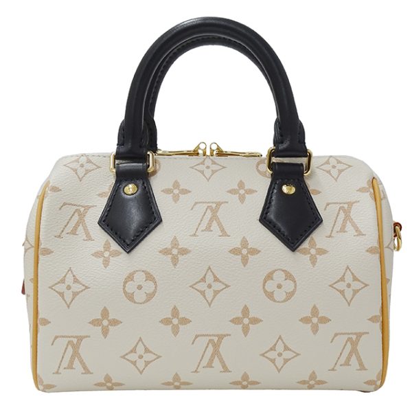 2 Louis Vuitton Speedy Bandouliere 20 Monogram Handbag White Beige