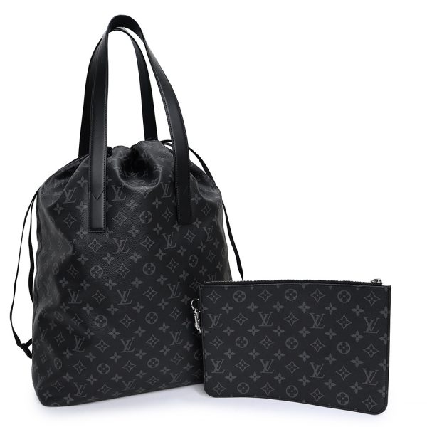 200009101019 Louis Vuitton Hippo Light Tote Bag Monogram Eclipse Leather Black Silver Hardware Pouch