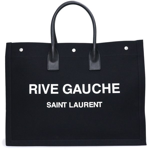 200010520019 Saint Laurent Paris Rive Gauche Canvas Tote Bag Cotton Black Silver Hardware