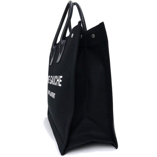 200010520019 5 Saint Laurent Paris Rive Gauche Canvas Tote Bag Cotton Black Silver Hardware