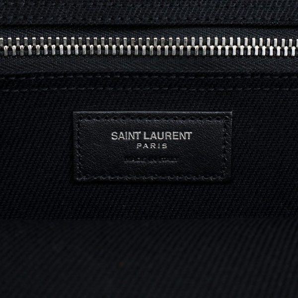 200010520019 9 Saint Laurent Paris Rive Gauche Canvas Tote Bag Cotton Black Silver Hardware