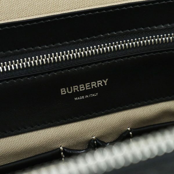 200012870019 9 Burberry Triple Studs Monogram TB Logo 2way Shoulder Crossbody Business Handbag Briefcase Calfskin Leather Black