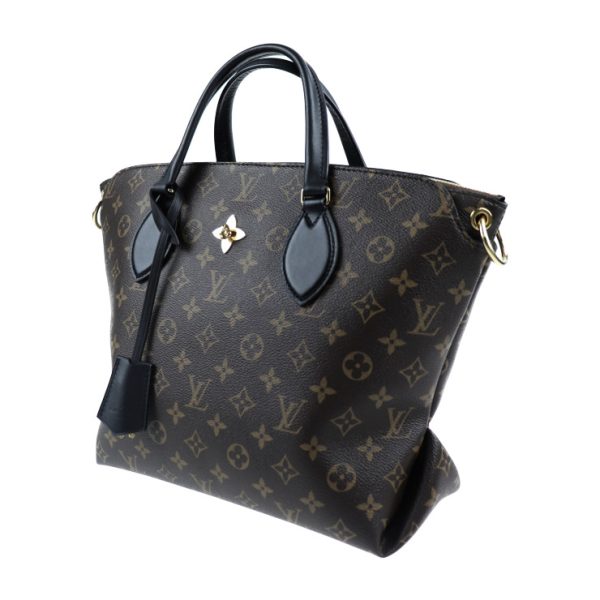 2015013007102 1 Louis Vuitton Flower Zipped Tote MM Monogram Canvas 2way Shoulder Bag Handbag Brown Black
