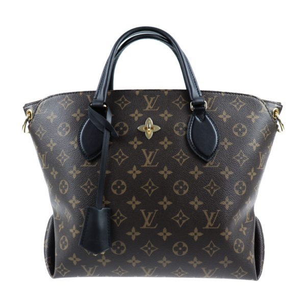 2015013007102 2 Louis Vuitton Flower Zipped Tote MM Monogram Canvas 2way Shoulder Bag Handbag Brown Black