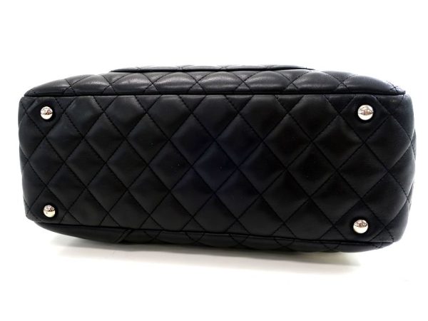 20803k06 3 Chanel Cambon Line Matelasse Genuine Leather Bowling Handbag Black