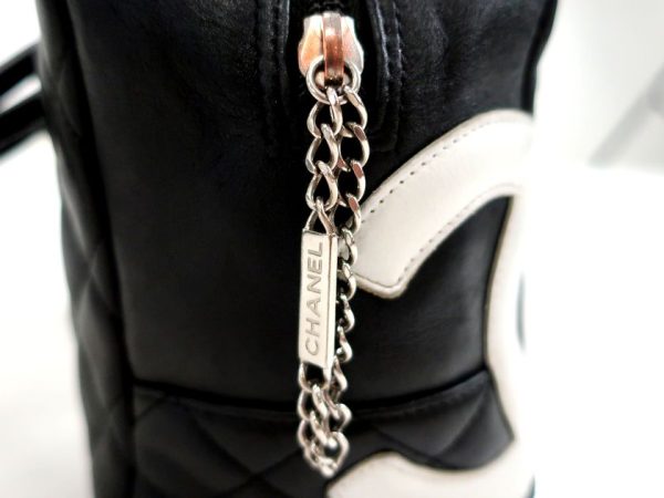 20803k06 6 Chanel Cambon Line Matelasse Genuine Leather Bowling Handbag Black
