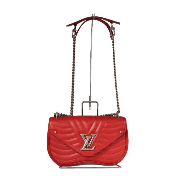 21 4360 1 Louis Vuitton New Wave MM Wave Shoulder Bag Brand Red Calf Leather Quilted