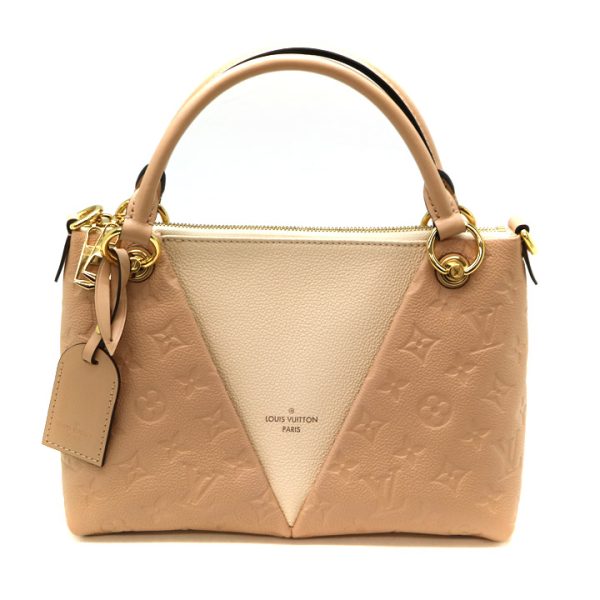 21 7350 1 LOUIS VUITTON V Tote BB Handbag Shoulder Bag Monogram Empreinte Rose Creme Beige