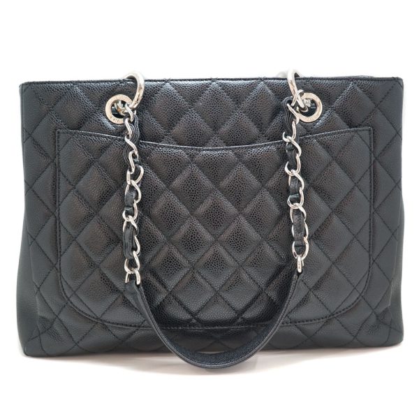 21 7925 3 Chanel Chain Tote Bag Caviar Skin Shoulder Bag Black