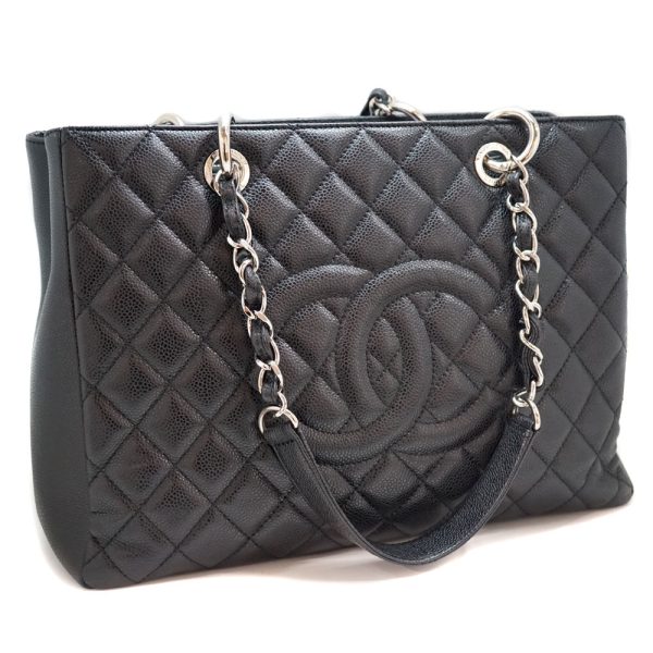 21 7925 Chanel Chain Tote Bag Caviar Skin Shoulder Bag Black