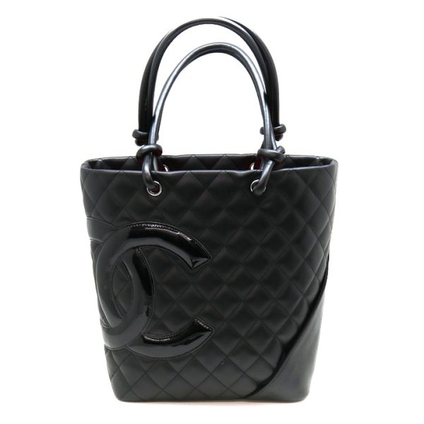 21 8242 1 CHANEL Cambon Line Tote Bag Cambon Line Handbag Bag Calfskin Black Pink