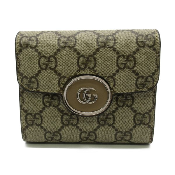 2101217529099 1 Gucci GG Supreme Canvas Tri fold Wallet Beige Ebony