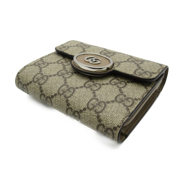 2101217529099 3 Gucci GG Supreme Canvas Tri fold Wallet Beige Ebony