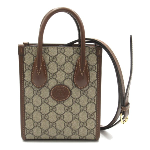 2101217819305 1 Gucci Interlocking G Mini Tote Bag Canvas and Leather Brown