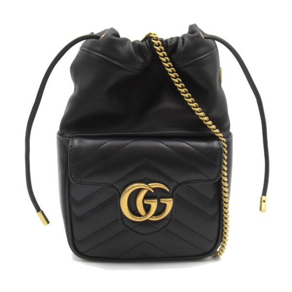 2101217857703 1 Gucci GG Marmont Quilted Mini Bucket Shoulder Bag Black