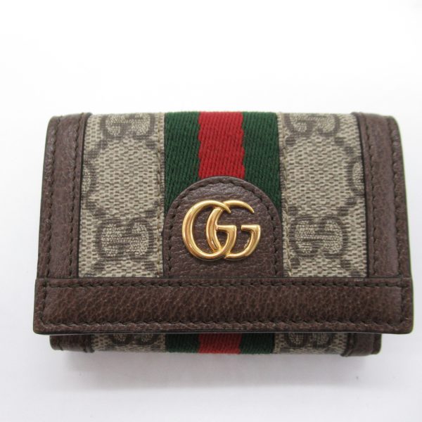 2101217867177 1 Gucci Ophidia Mini Wallet Leather PVC Coated Canvas Brown