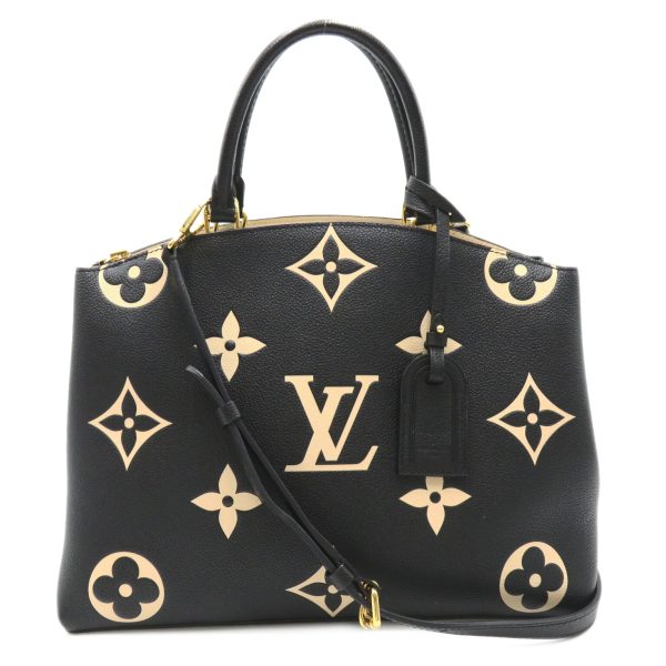 2101217885058 1 Louis Vuitton Grand Palais MM 2 Way Shoulder Bag Leather Monogram Empreinte Womens BlackBeige