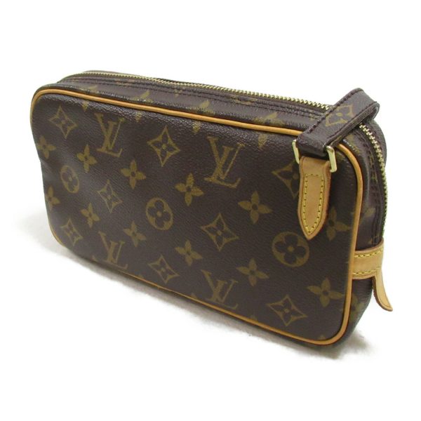 2101217886765 4 Louis Vuitton Pochette Marly Bandouliere Shoulder Bag PVC Coated Canvas Monogram Crossbody Bag Brown