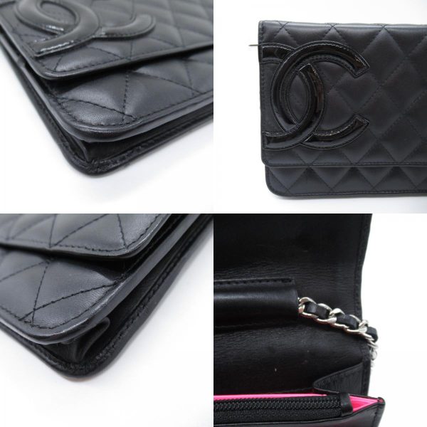 2101217887267 8c Chanel Cambon Line Chain Wallet Shoulder Bag Calfskin Black