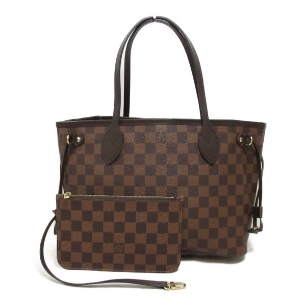 2101217887502 2 Louis Vuitton Neverfull PM Tote Bag PVC Coated Canvas Damier Handbag Pouch Brown