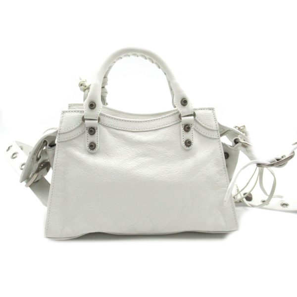 2101217896467 2 BALENCIAGA Neo Cagoule XS 2 Way Shoulder Bag Lambskin Sheepskin Womens White