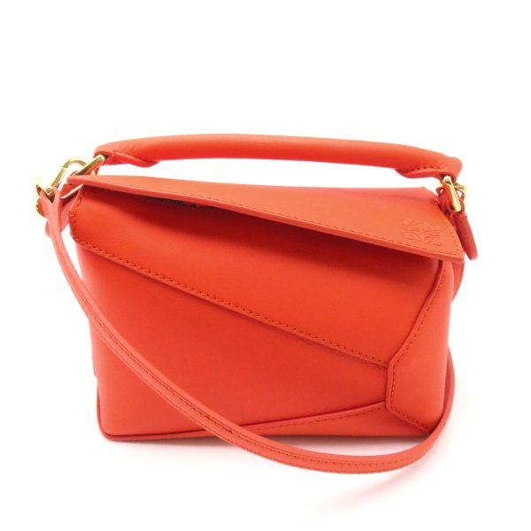 2101217903004 1 LOEWE Puzzle Mini Bag 2 way Shoulder Bag Calfskin Orange