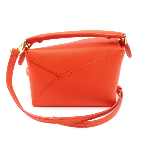 2101217903004 2 LOEWE Puzzle Mini Bag 2 way Shoulder Bag Calfskin Orange