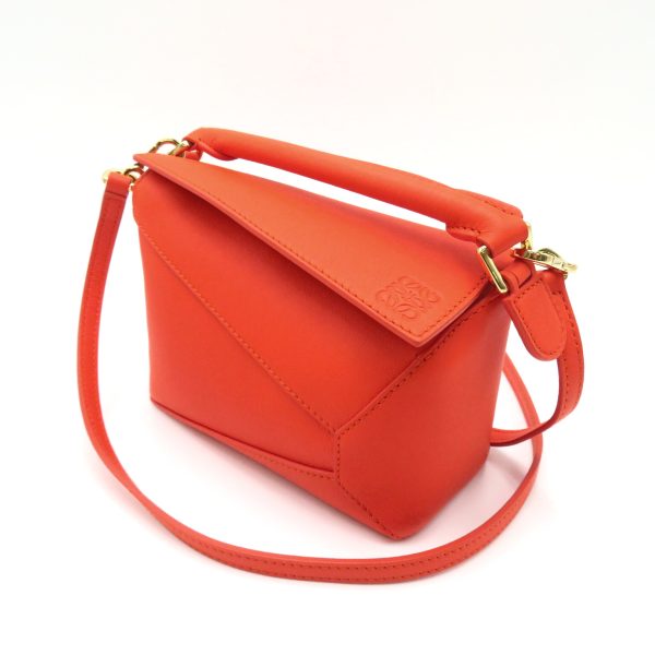 2101217903004 3 LOEWE Puzzle Mini Bag 2 way Shoulder Bag Calfskin Orange