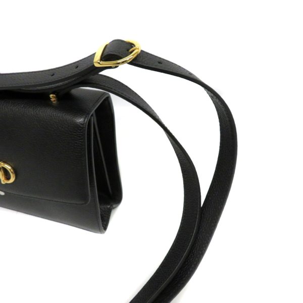 21025260 Gucci Zumi Shoulder Bag Leather Simple Black Horsebit GG