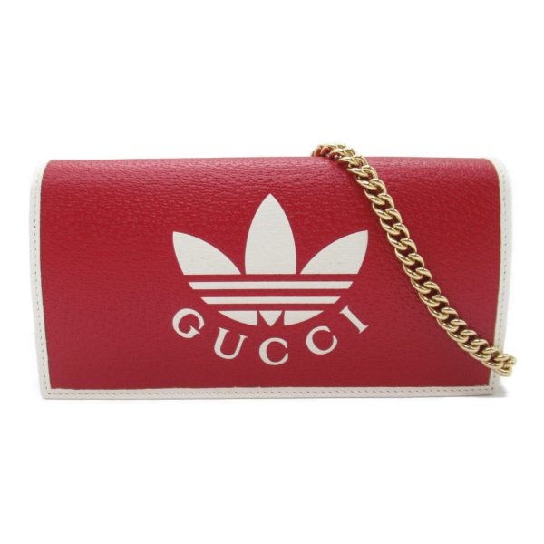 2107600986111 3 Gucci x adidas Chain Wallet Shoulder Bag Leather Red