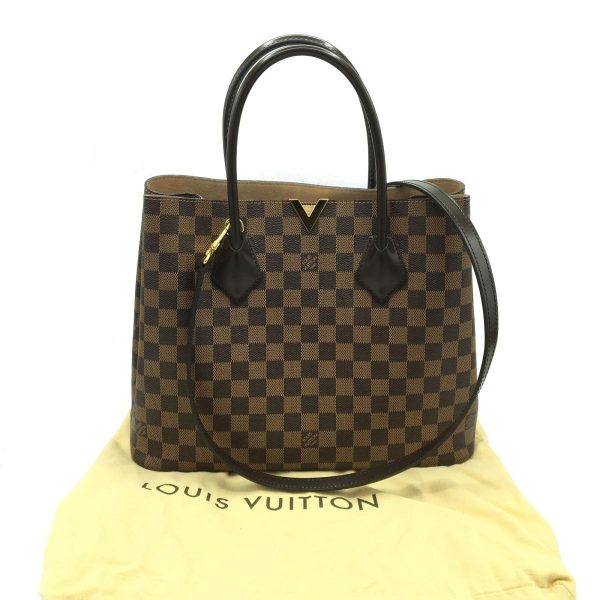 2175700032502 09 Louis Vuitton Kensington Tote Bag Damier Brown Gold Hardware