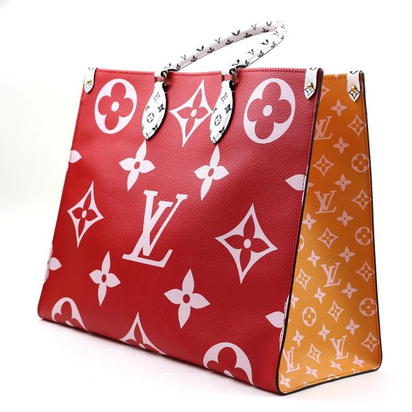 2175900085537 02 Louis Vuitton On the Go GM Monogram Giant Tote Shoulder Bag Red