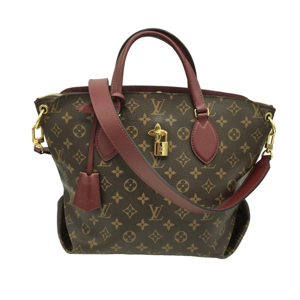 2175900100179 00 LOUIS VUITTON Flower Zip Tote MM Handbag Brown Gold Hardware Monogram