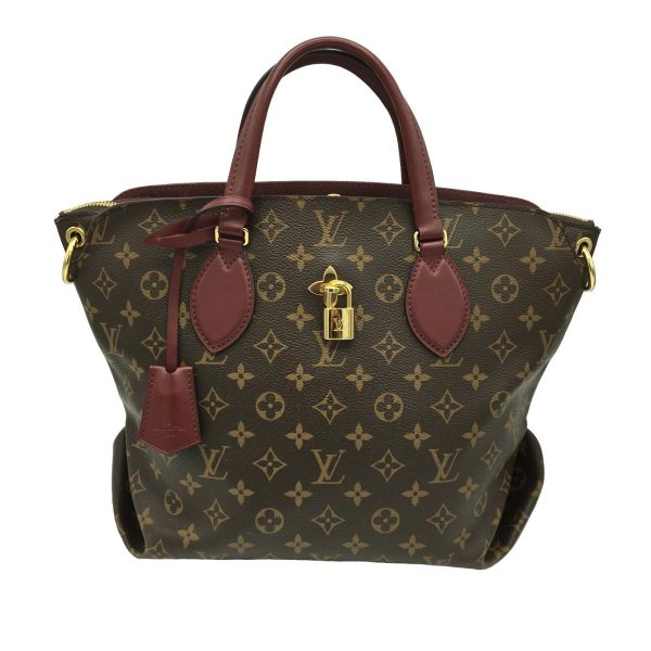 2175900100179 01 LOUIS VUITTON Flower Zip Tote MM Handbag Brown Gold Hardware Monogram