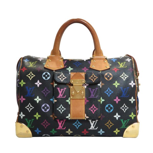 2176100090802 00 Louis Vuitton Speedy 30 Boston Monogram Multicolor Handbag Black