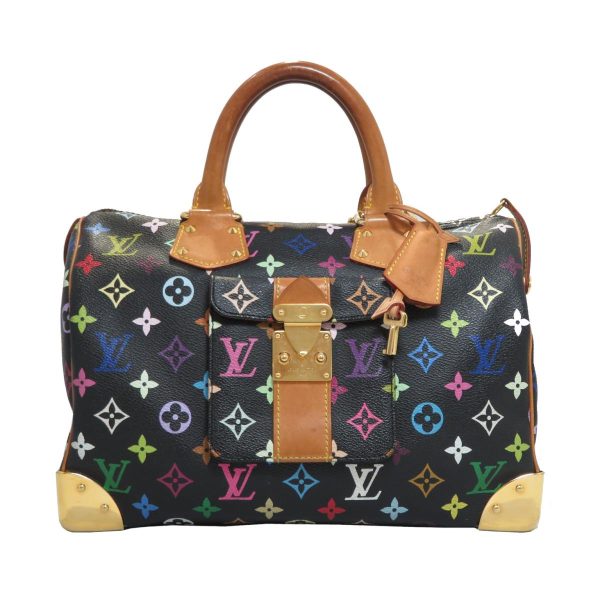 2176100090802 19 Louis Vuitton Speedy 30 Boston Monogram Multicolor Handbag Black