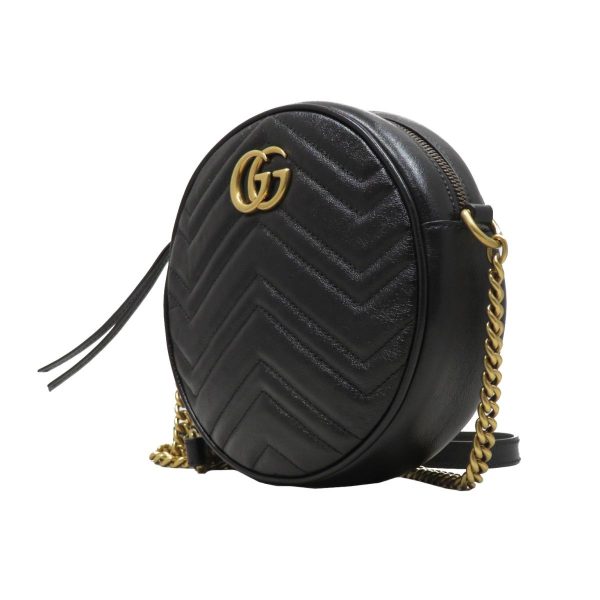 2176100101782 02 Gucci GG Marmont Round Leather Mini Shoulder Bag Black