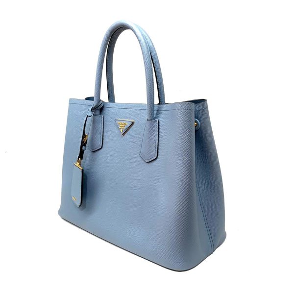 2176500063987 02 Prada Double Medium Bag 2WAY Tote Bag Saffiano Shoulder Bag Light Blue