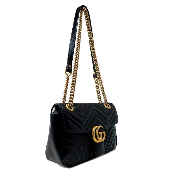 2176500064021 03 GUCCI GG Marmont Chain Shoulder Bag Black Gold Hardware Cowhide