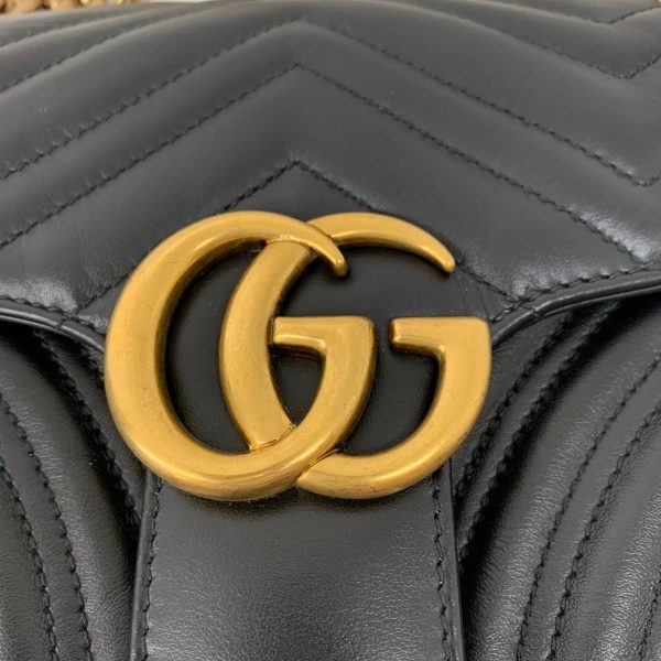 2176500064021 15 GUCCI GG Marmont Chain Shoulder Bag Black Gold Hardware Cowhide