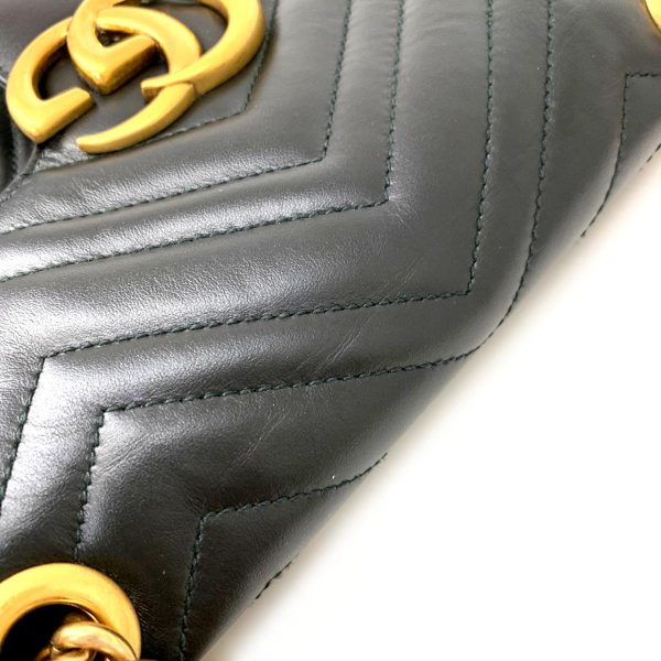 2176500064021 16 GUCCI GG Marmont Chain Shoulder Bag Black Gold Hardware Cowhide