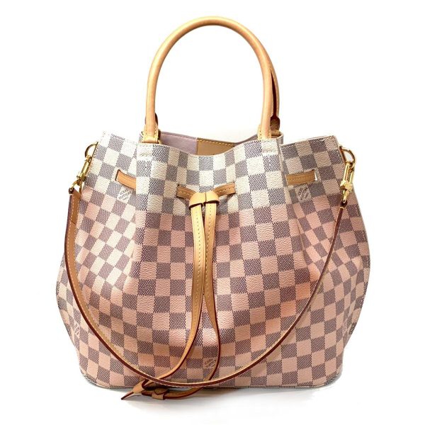 2176500065370 00 LOUIS VUITTON Girolatta Shoulder Bag White x Pink Gold Hardware Damier Azur