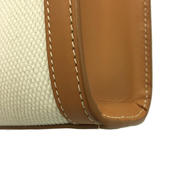 2176700032677 08 Celine Mini Vertical Cabas Tote Bag Canvas Leather Bag White