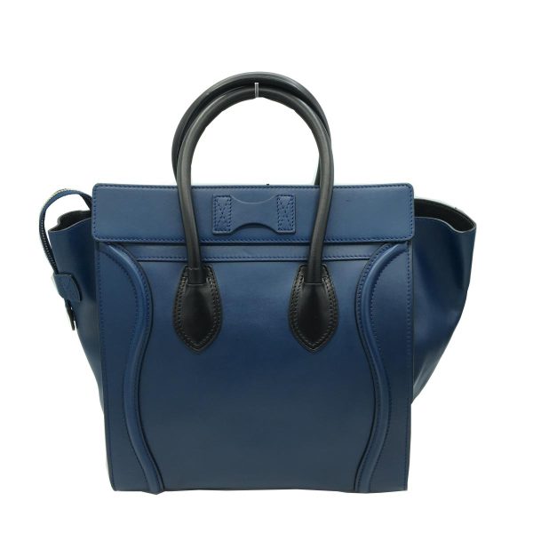 2176700033797 01 Celine Luggage Mini Handbag Calfskin Leather Tote Bag Blue