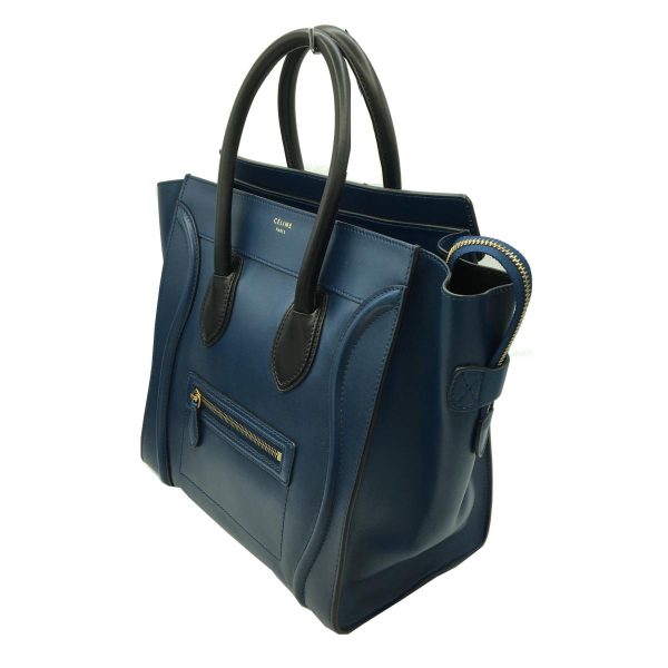 2176700033797 02 Celine Luggage Mini Handbag Calfskin Leather Tote Bag Blue