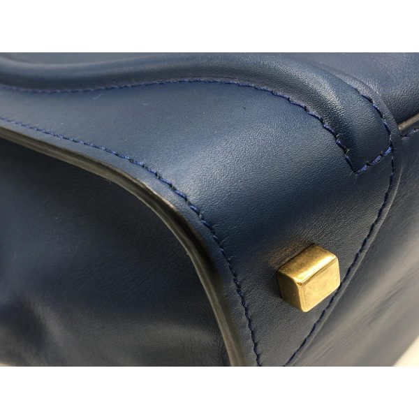 2176700033797 04 Celine Luggage Mini Handbag Calfskin Leather Tote Bag Blue