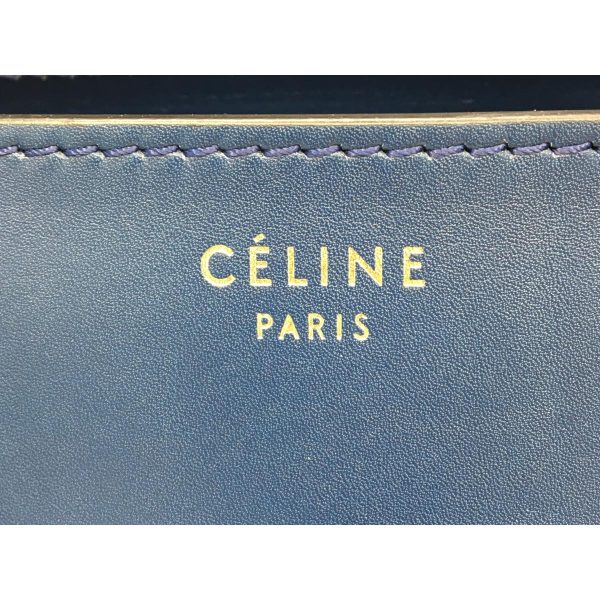 2176700033797 08 Celine Luggage Mini Handbag Calfskin Leather Tote Bag Blue