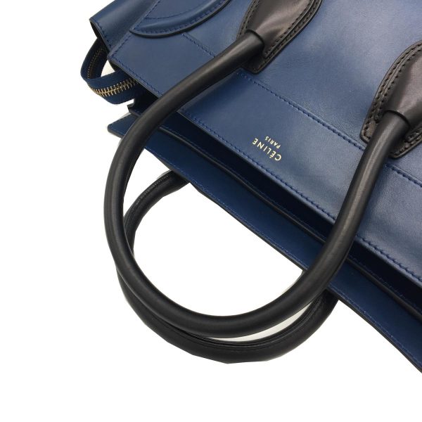 2176700033797 09 Celine Luggage Mini Handbag Calfskin Leather Tote Bag Blue